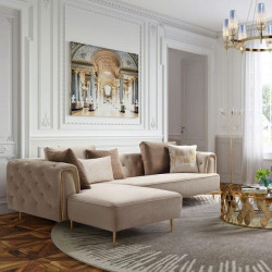 FX Dior 3 Seater Sofa + Left/Right Hand Chaise – Fabric Champagne